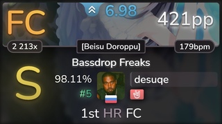 desuqe | Camellia feat. Nanahira - Bassdrop Freaks Beisu Doroppu +HR % FC #5 | 421pp - osu!