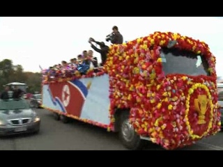 DPRK Sport Girls Footballers Welcomed by Pyongyangites
