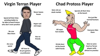 Virgin Terran vs Chad Protoss Meme