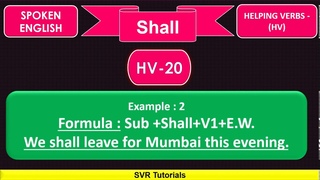 Easy Way to Learn Usage of  Helping Verb  Shall In Spoken English