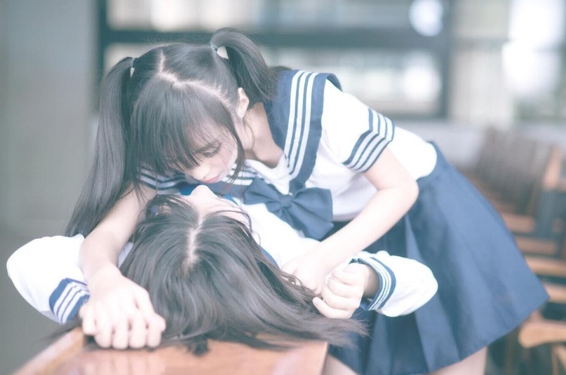 Gym tribbing schoolgirl pigtails