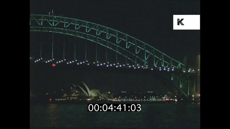 1980s, 1990s Sydney Harbour Bridge at Night,