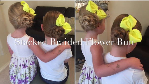 Stacked Flower Bun Updo hair tutorial by Two Little Girls