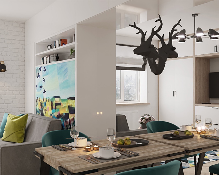 Дизайн-проект (3D-визуализация) квартиры-студии 29,2 кв.