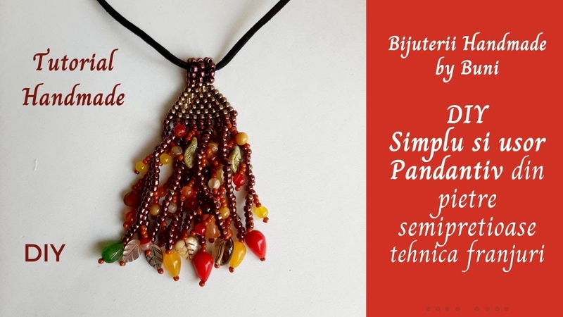 DIY simplu si usor Pandantiv din Pietre semipretioase cu tehnica franjuri, beaded Fringe