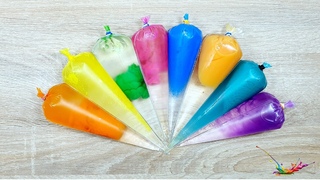 Making Clear Slime with Piping Rainbow Bags | Relaxing Satisfying Slime | #68