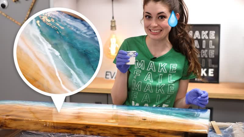 Attempting Resin Ocean on a Live Edge Bath